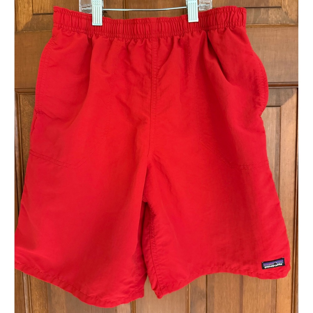 Patagonia Boys Swim Trunks Size XXL (16-18) Red Mesh-Lined Beach Board Shorts